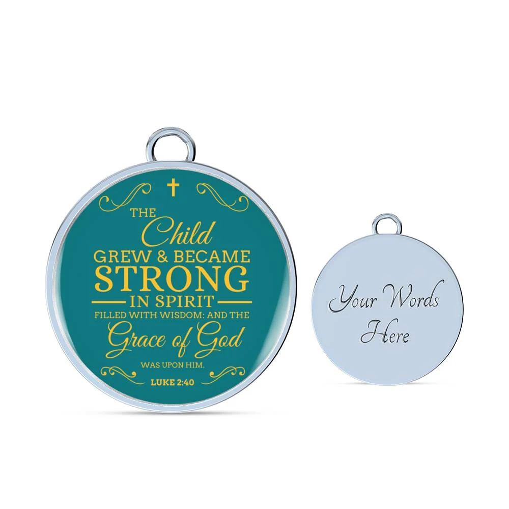 The Child Grew In Spirit Personalized Engraved Silver Circle Bangle Bracelet Cu
